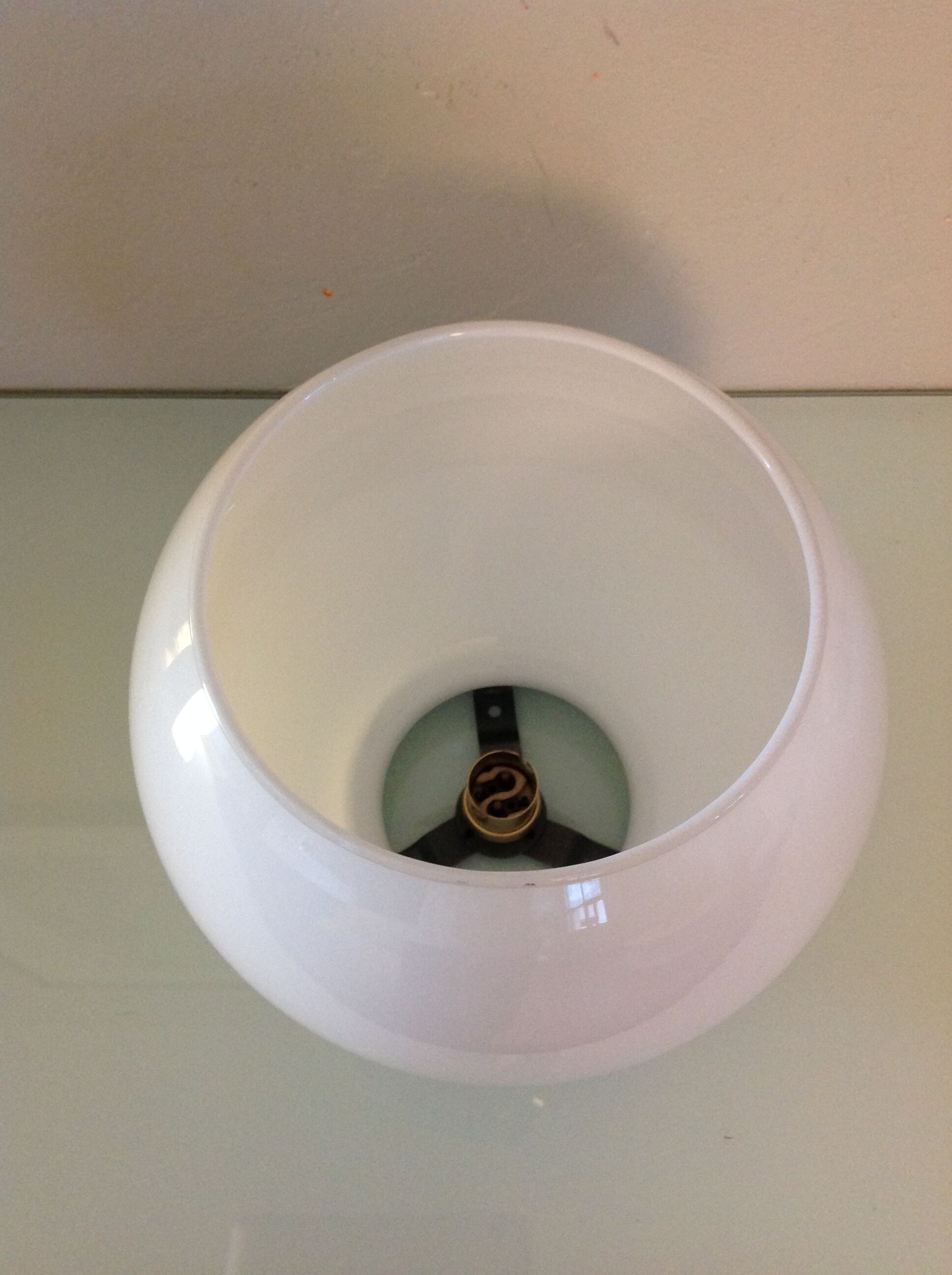 Ceiling light globe opened in opaline white vintage 60