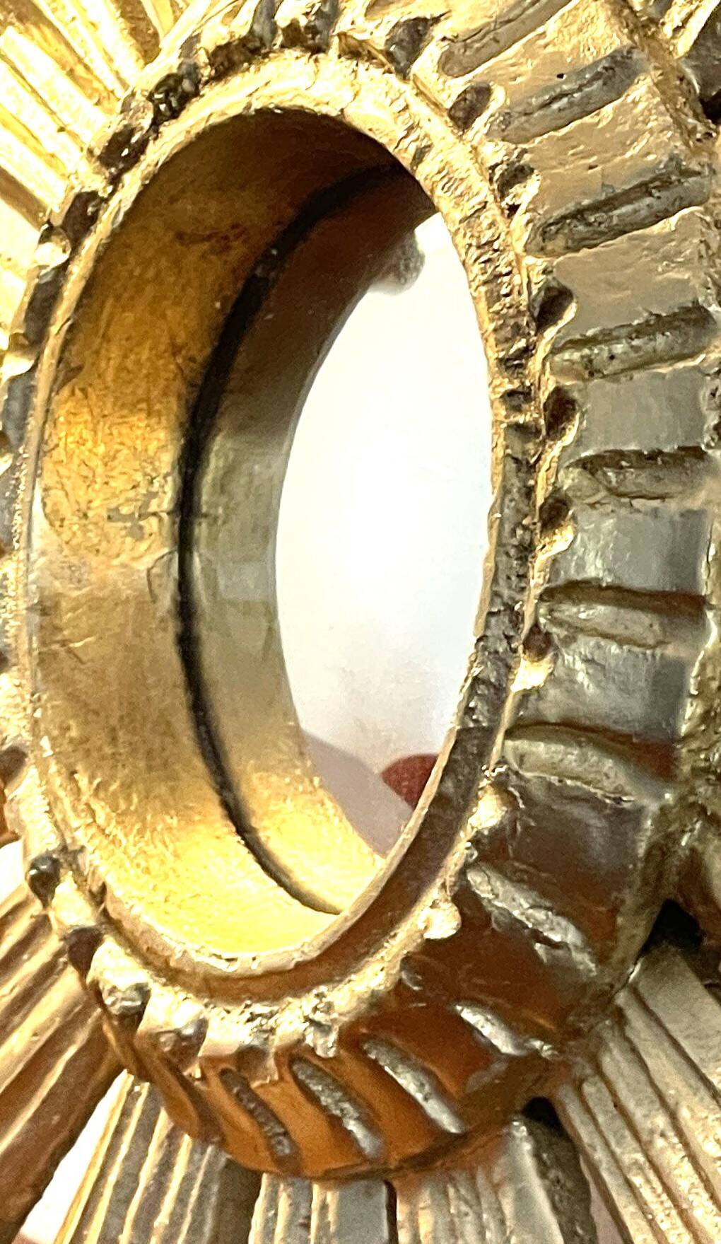 Miroir soleil en bois doré « œil de sorcière »