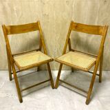 Duo of canned folding chairs