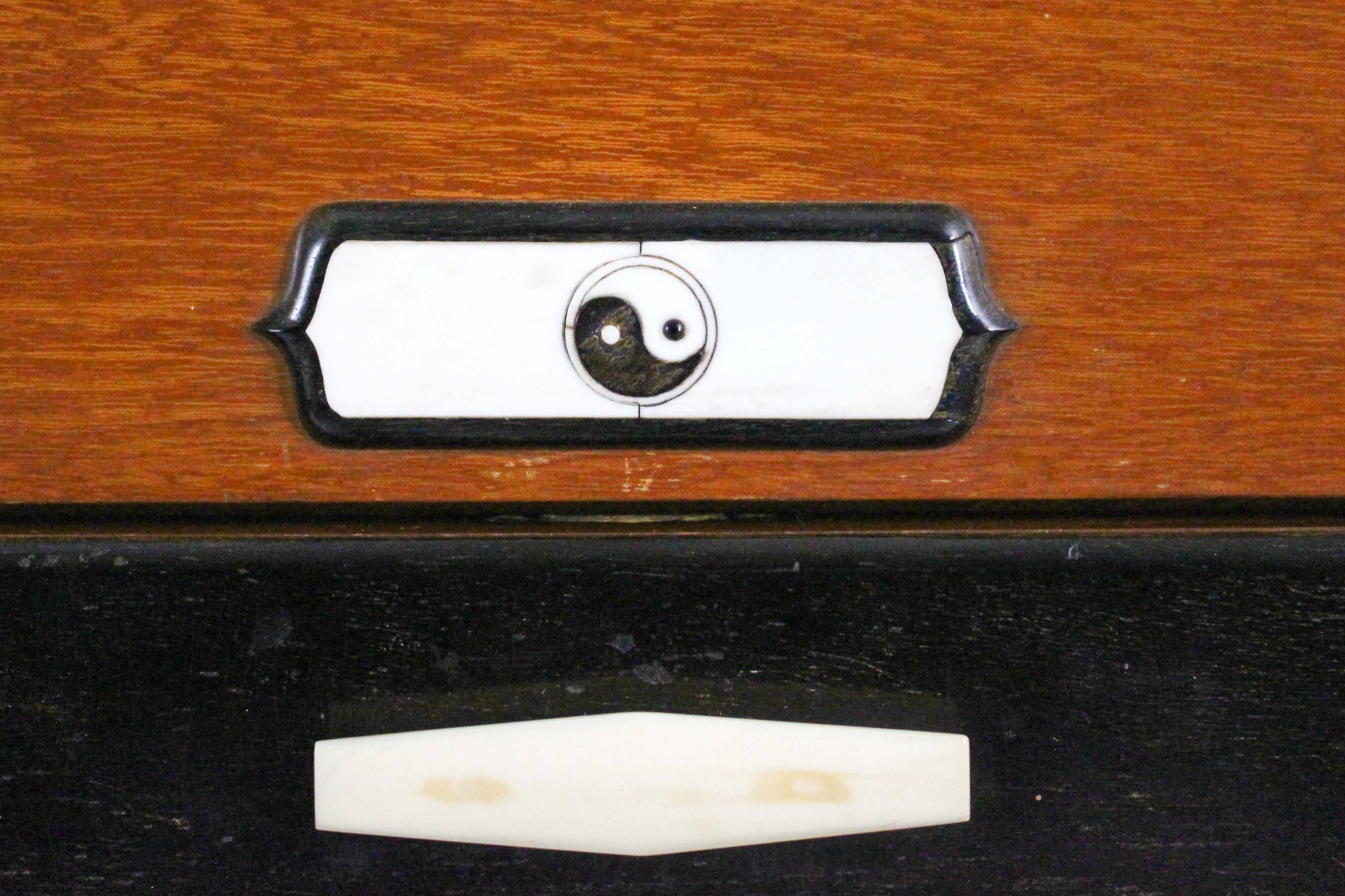 Solid high quality teak art deco secretaire by Gerson’s furniture store, produced in Bangkok, 1930s