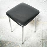 Stool chrome and black skaï