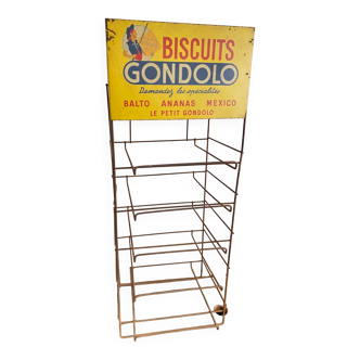 Ancien présentoir à biscuits publicitaire Gondolo