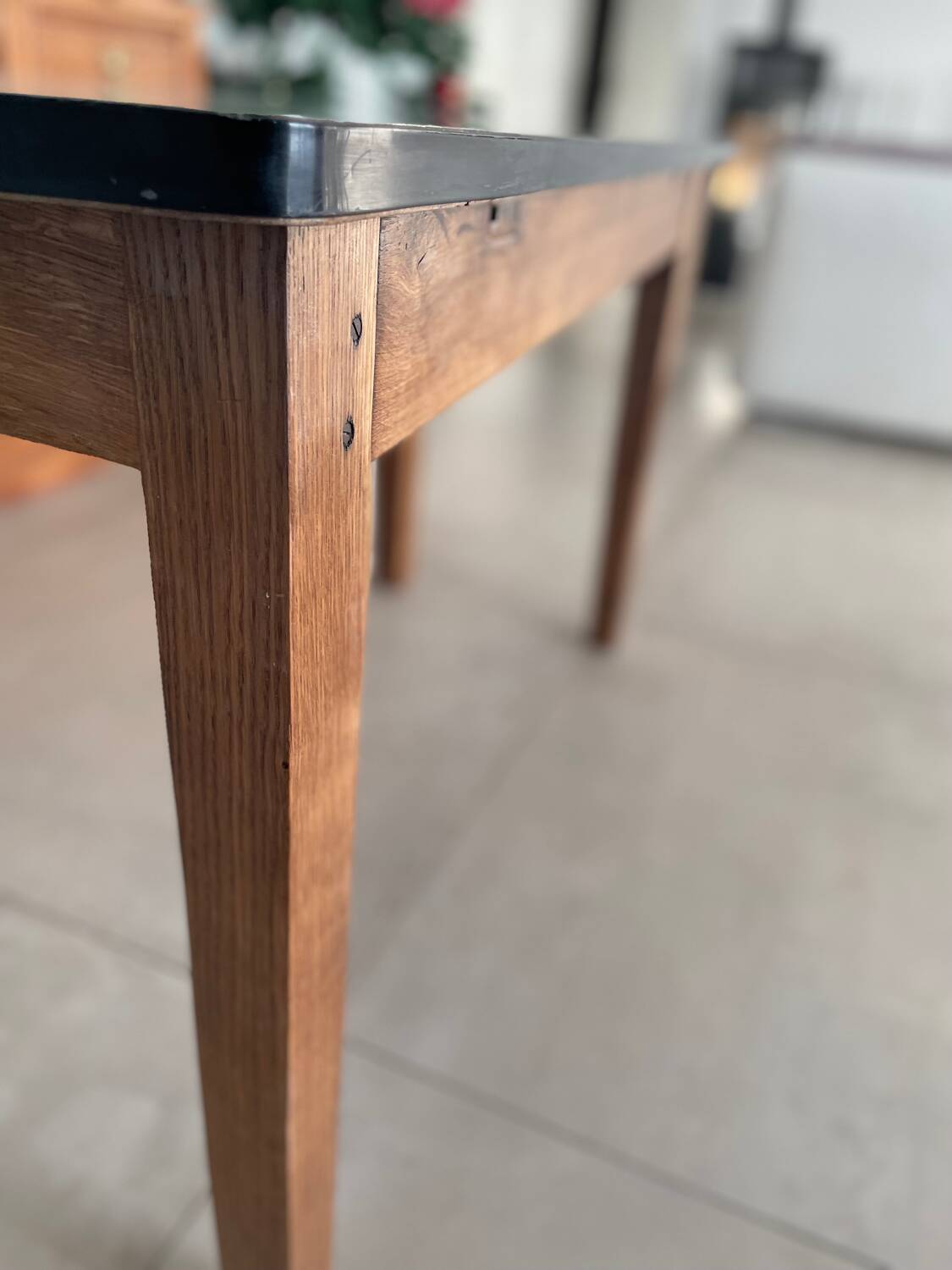 Formica and wood kitchen table