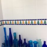 Blue chiseled glass decanter