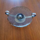 Art Deco smoked glass and chrome-plated metal bowl – 1930s