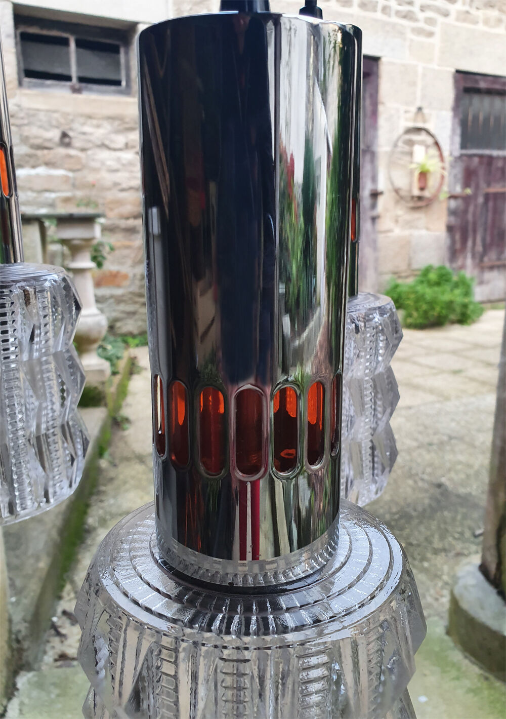 Raak waterfall suspension, Amsterdam, chrome and glass, 70s