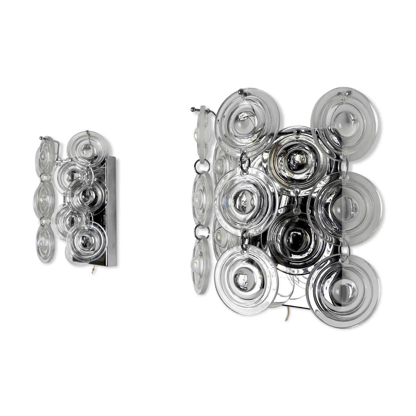 Pair of oscar torlasco wall lamps, murano glass, italy, 1970