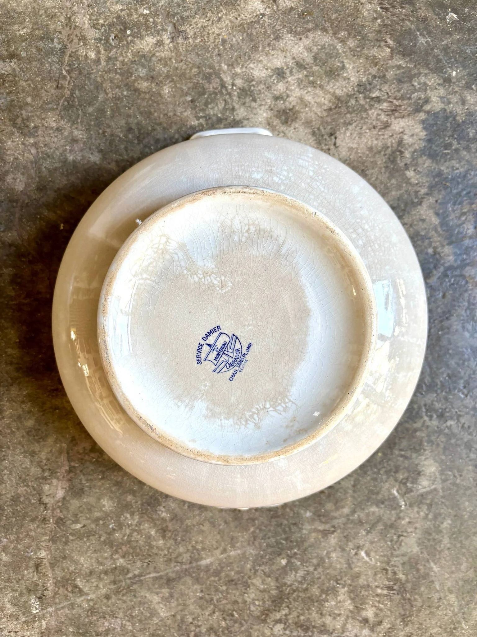 Creil & Montereau ironstone salad bowl and soup tureen, "Damier" service