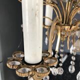 3-arm chandelier in brass and glass