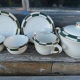 Salins green check porcelain tea set