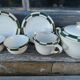 Salins green check porcelain tea set