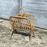 Vintage wicker and rattan magazine rack