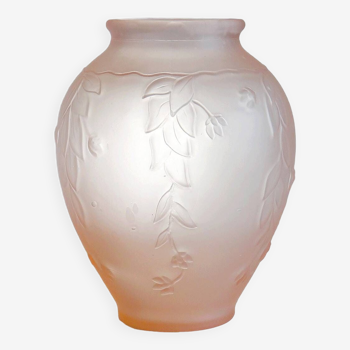 vase style art déco pâte de verre moulé/pressé rose