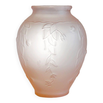 vase style art déco pâte de verre moulé/pressé rose