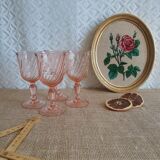 Set of 4 vintage rosaline walking glass