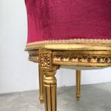 Fauteuil bois doré et velours rouge Louis XVI