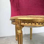 Louis XVI gilt wood and red velvet armchair