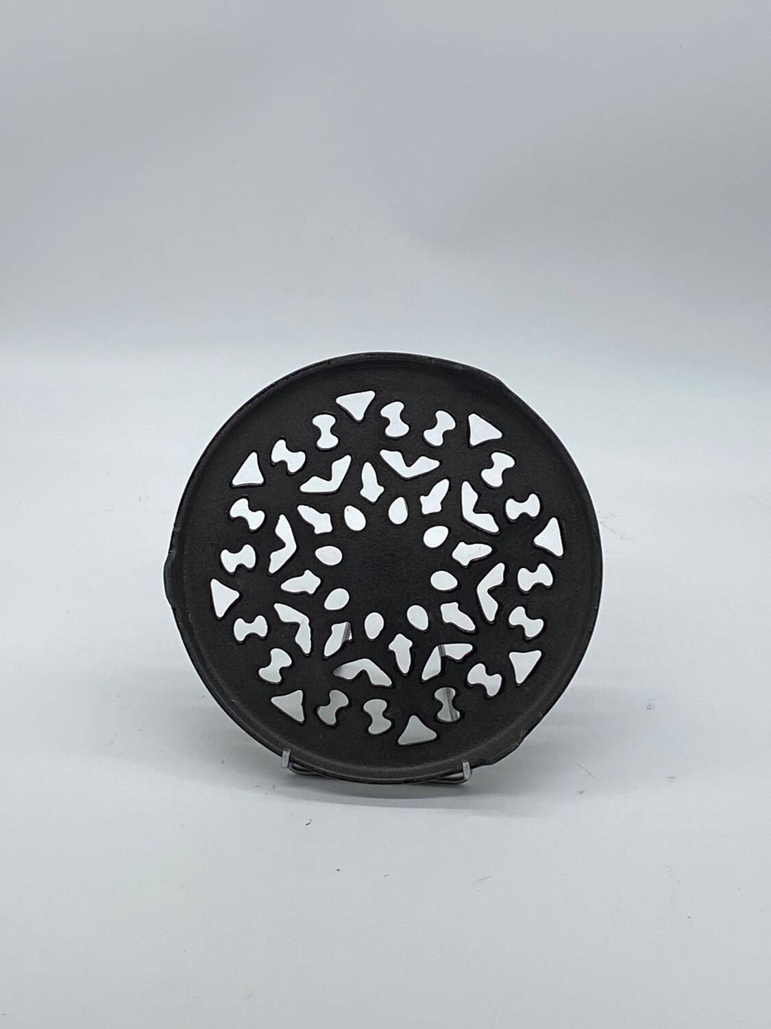 Brown enameled cast iron trivet vintage, old