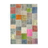 Hand-knotted oriental overdyed 206 cm x 299 cm multicolor patchwork rug