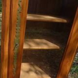Showcase 1 glass door in solid cherry wood with sculpture - Very good condition