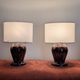 Pair of vintage 70s ceramic bedside lamps – Glazed enamels & e