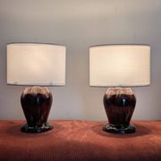 Pair of vintage 70s ceramic bedside lamps – Glazed enamels & e