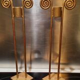 2 golden metal candlesticks