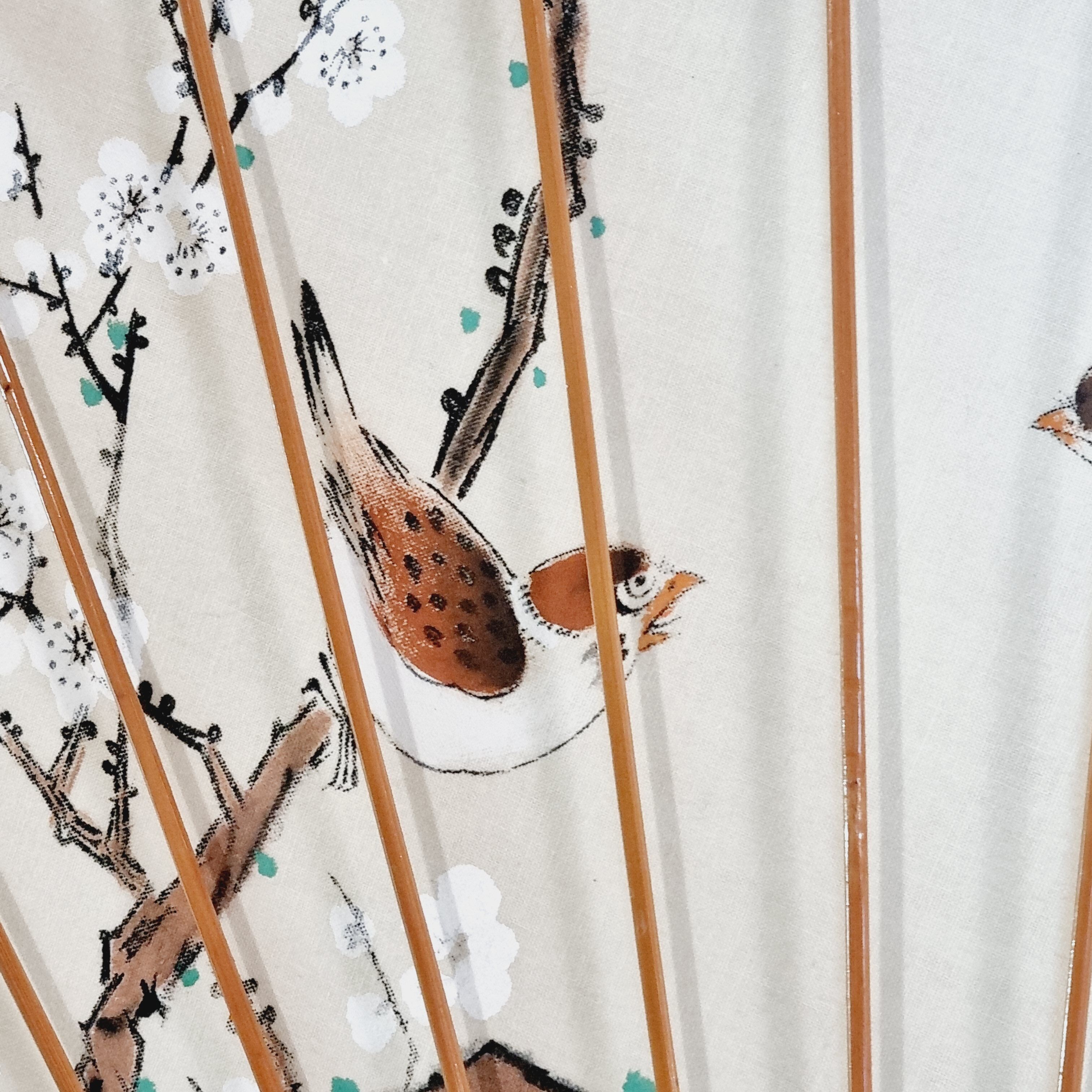 Fan hand painted fabric and bamboo