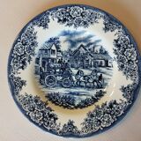 Set of 9 dessert plates English style blue & white