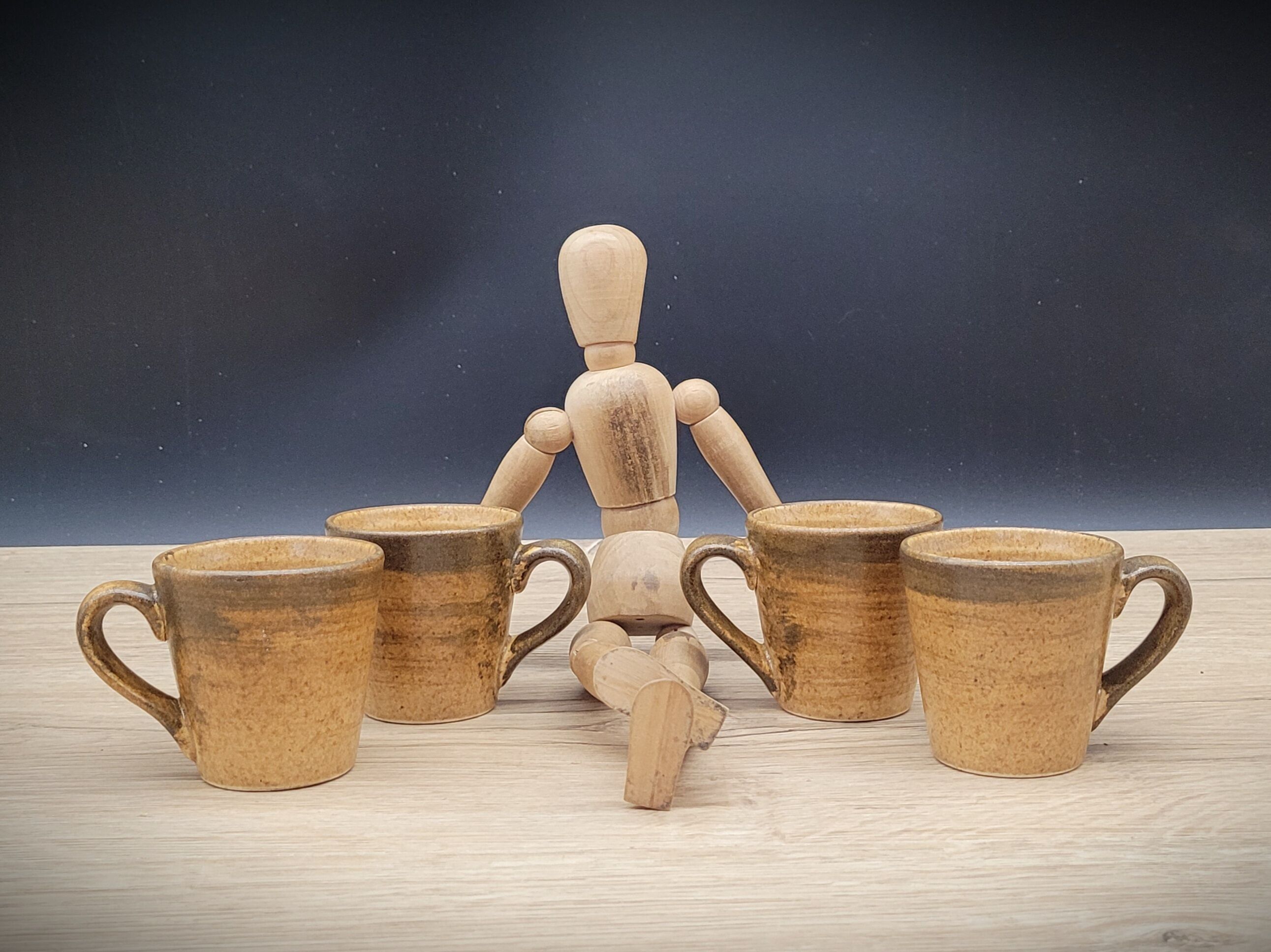 Set of 4 cups coffee stoneware