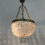 Old chandelier basket Napoleon III glass tassels, bronze structure. Chandelier tassels