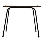 Table d'appoint sellette vintage en métal noir et osier, 1950