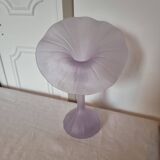 1960s Designer "Jack In The Pulpit" Flower Shaped Blown Glass Vase Lilac Color