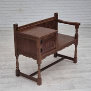 1960s, Danish bench, dark solid oak wood, plywood.