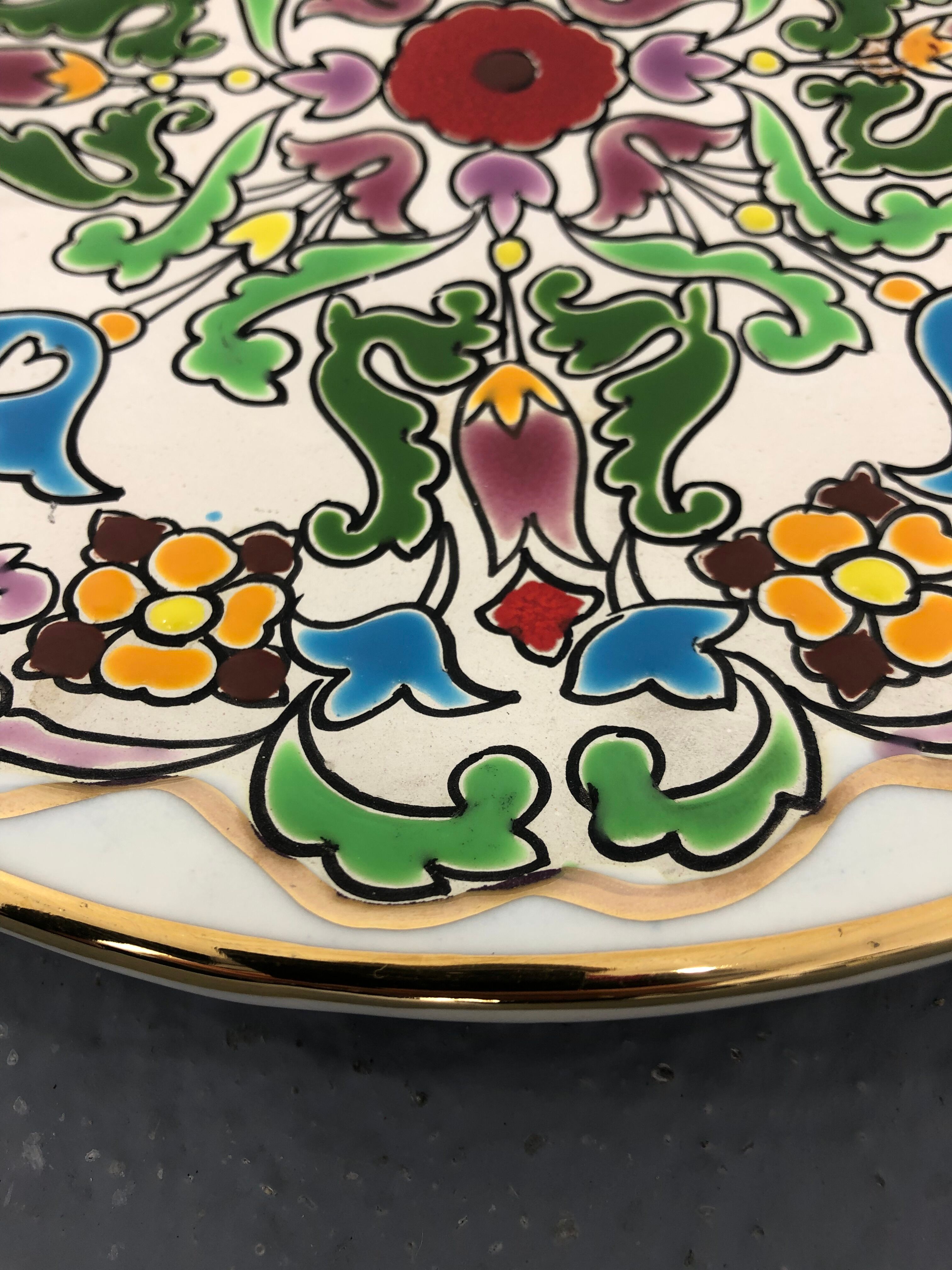 Decorative plate, made in spain floral, signed jose royo vilar, spain