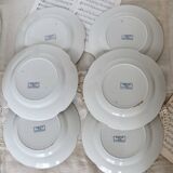 6 flat plates - Antique tableware set 82 pieces Sarreguemines earthenware Art Nouveau style
