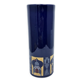Vintage KEUCK Ceramic Vase – Turkish Mocha, Cobalt, and Gold Germany 1970