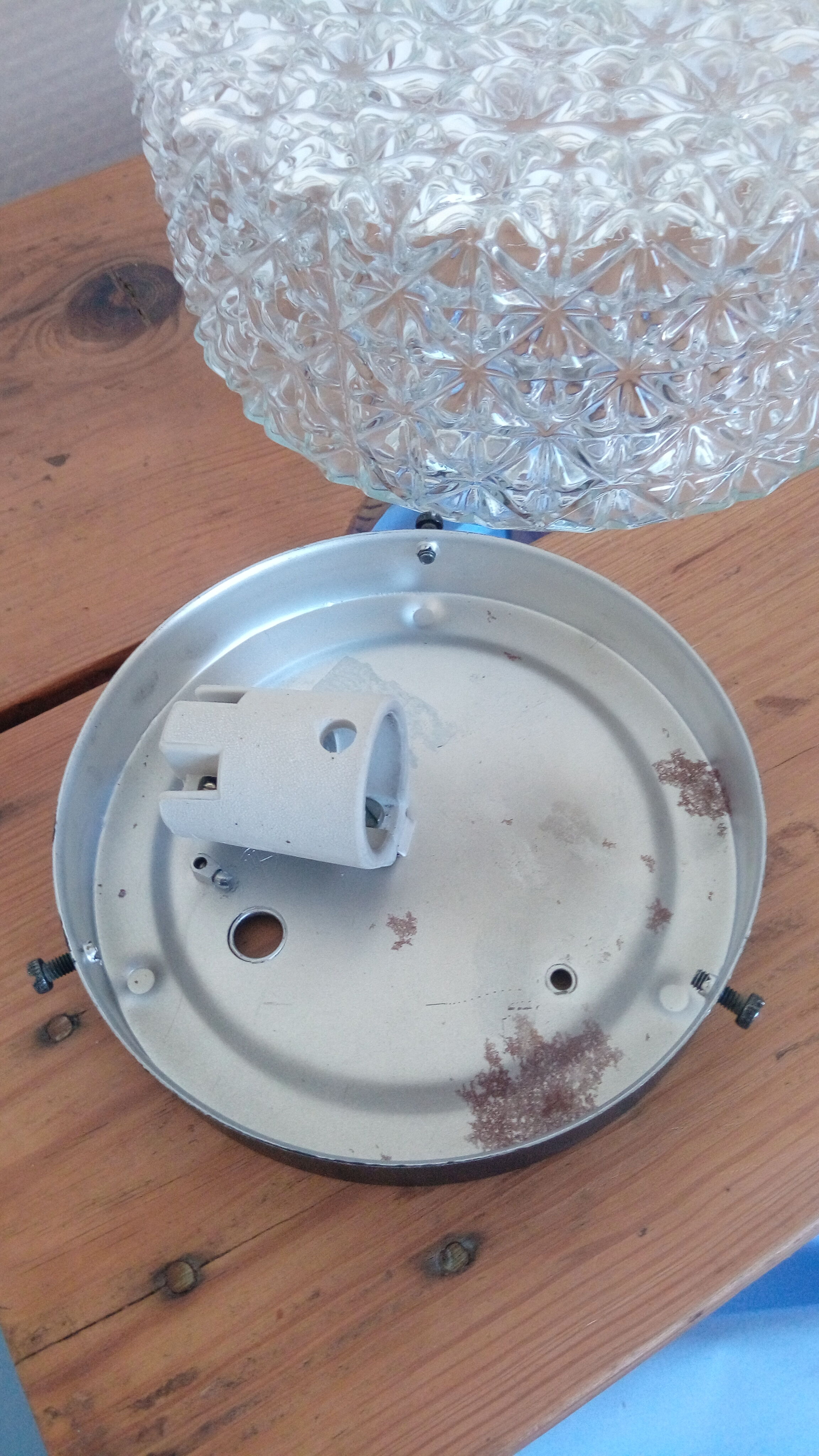 Ceiling / wall light round metal and glass - 50s