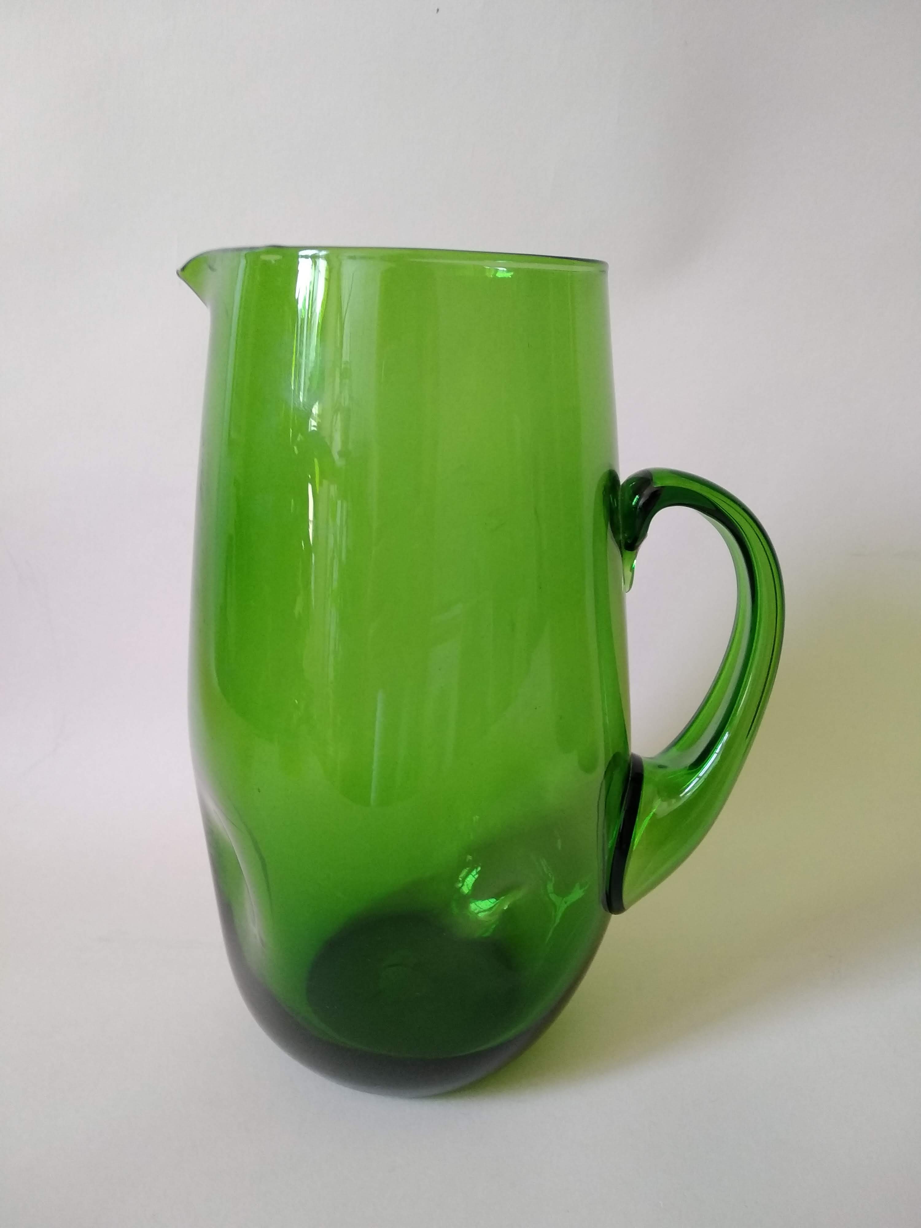 Pitcher and glasses in blown glass vintage 60s