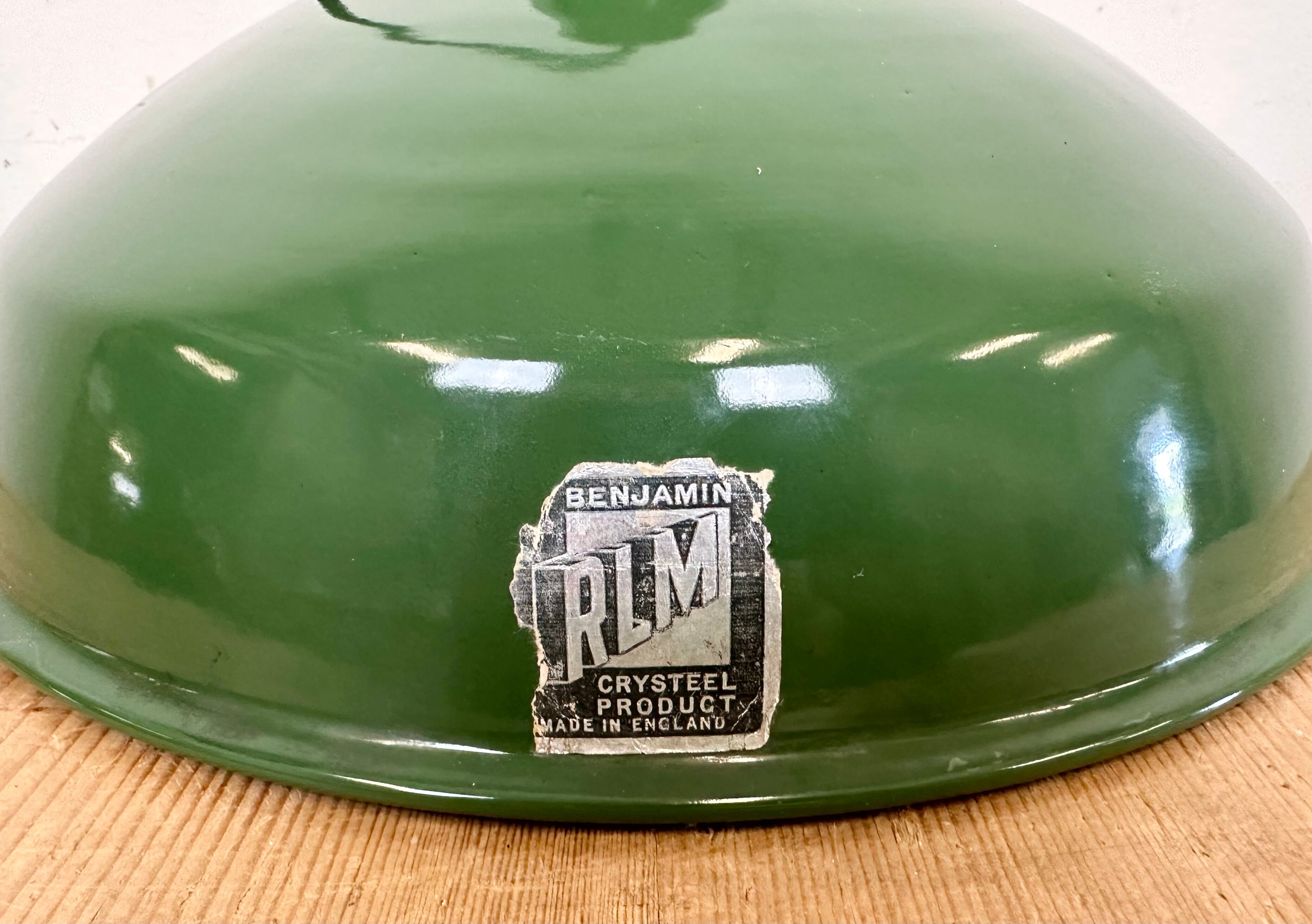 Industrial Green Enamel Factory Lamp from Benjamin, 1960s