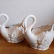 Pair of ceramic swan pot covers 1970