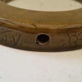 Small round mirror "J.V." 50s signed ceramic 17cm