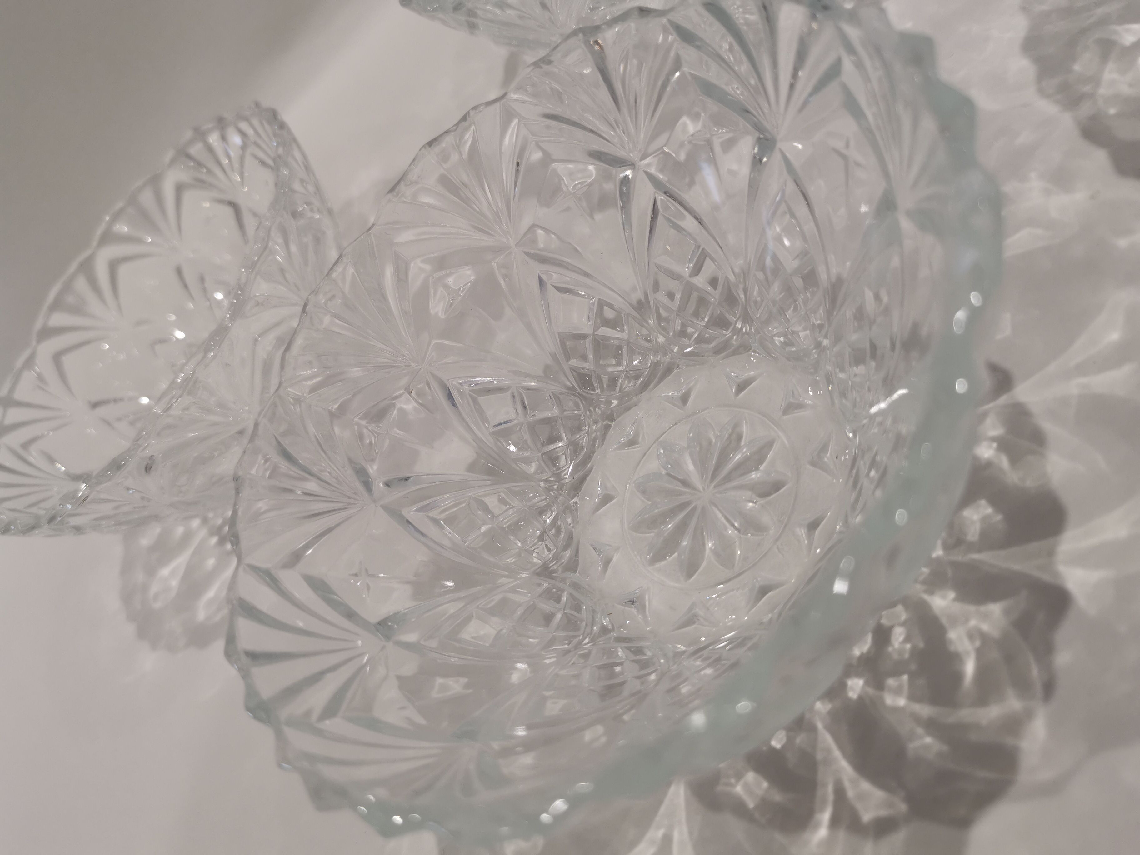 7 vintage chiseled glass cups