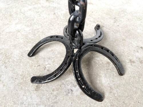 Large wrought iron floor candlestick, folk art, around 1900