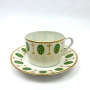 Set of 6 tea cups and 1 cream jug in Paris porcelain, Louis XVI decoration.
