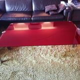 Red glass trundle coffee table by Jean Nouvel edited by Zeritalia