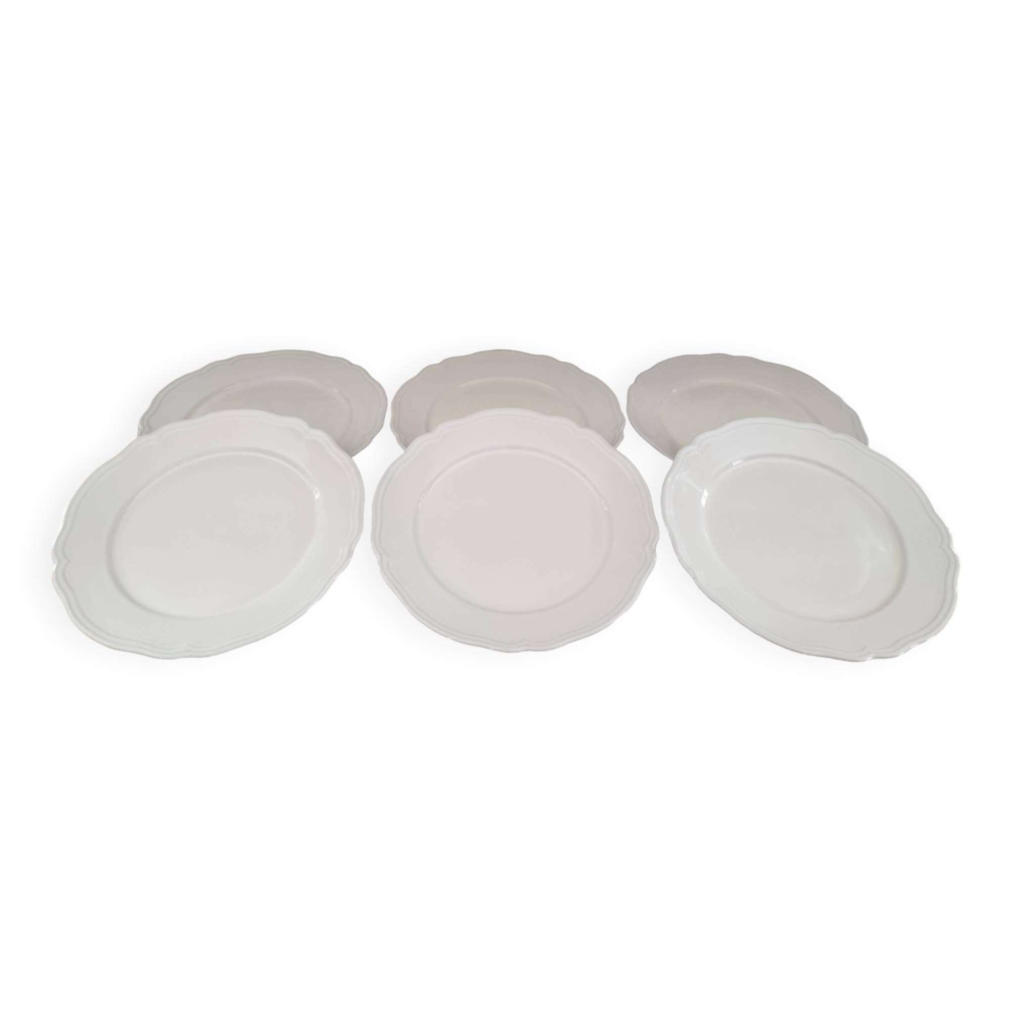 Lot de 6 assiettes plates en grès émaillé beige IKEA marli échancré