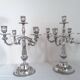 Pair of silver-plated bronze candelabra with 5 light arms.