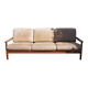 Canapé Convertible / Daybed Danois en Teck & Cuir Vintage 1960