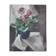 Table oil on canvas representing a small flowering plant